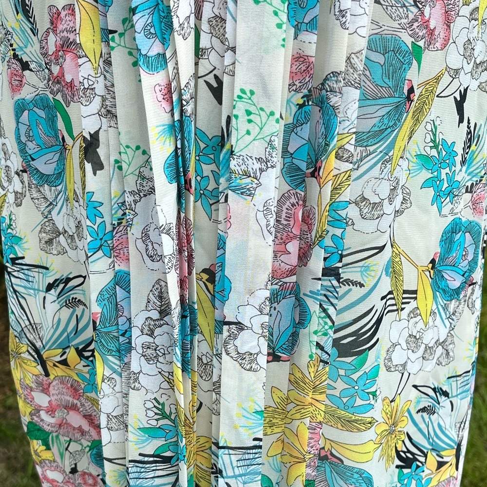 EUC DR2 WATERCOLOR FLORAL CHIFFON DRESS - Picture 5 of 9